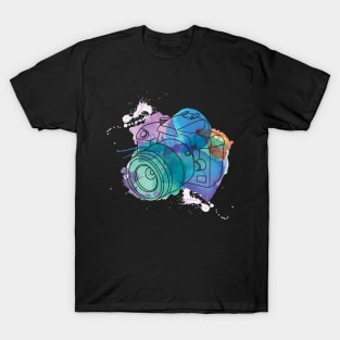 Watercolor dSLR on Black T-Shirt